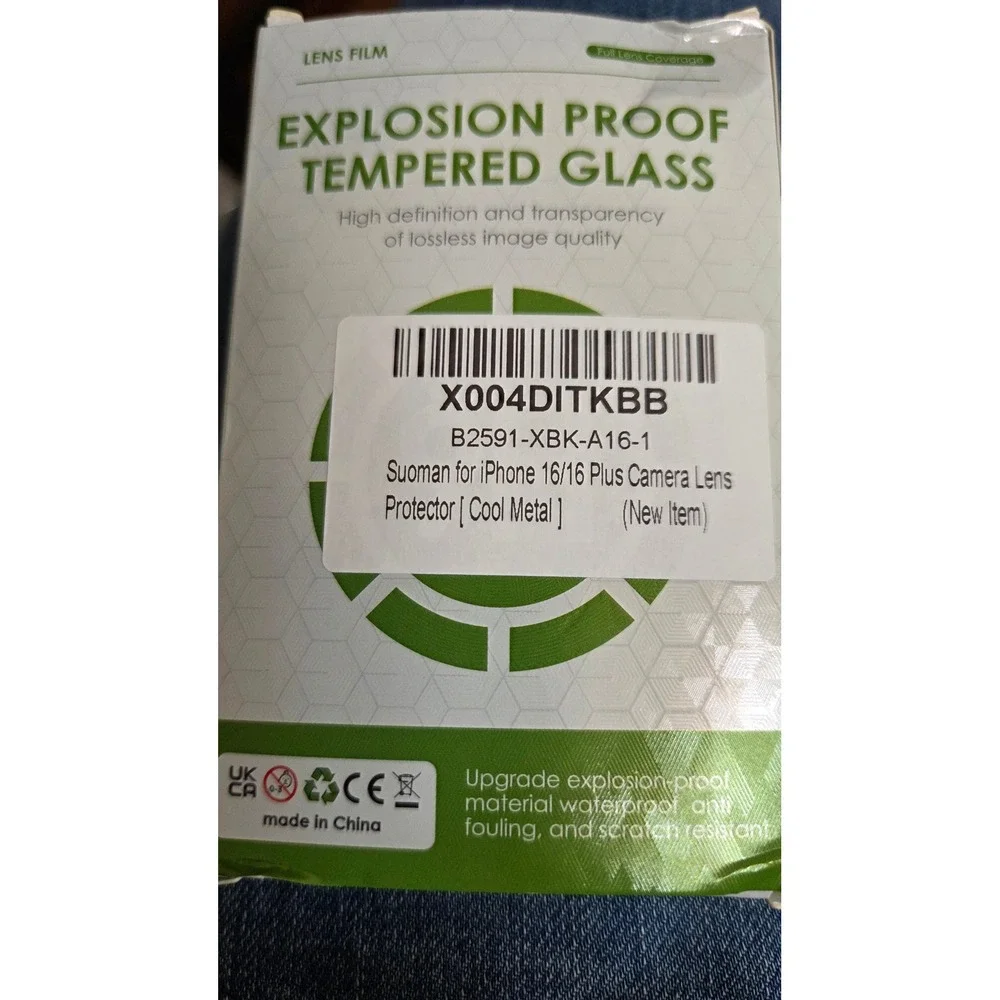 Suoman iPhone 16 16 Plus Camera Lens Protector Tempered Glass Cool Metal Black